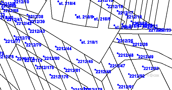 Parcela st. 218/12 v KÚ Chvalkovice, Katastrální mapa