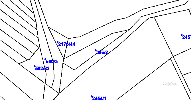 Parcela st. 306/2 v KÚ Chvalkovice, Katastrální mapa