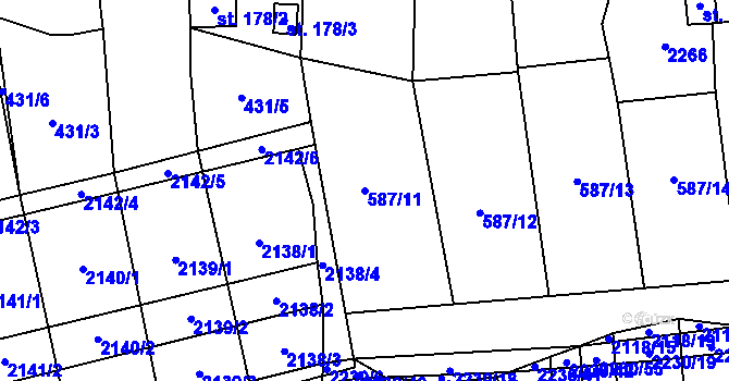 Parcela st. 587/11 v KÚ Chvalkovice, Katastrální mapa