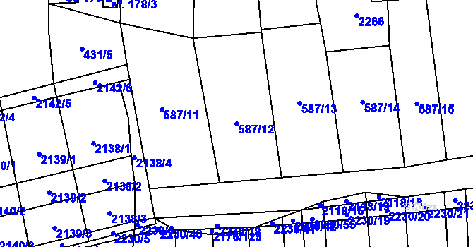 Parcela st. 587/12 v KÚ Chvalkovice, Katastrální mapa