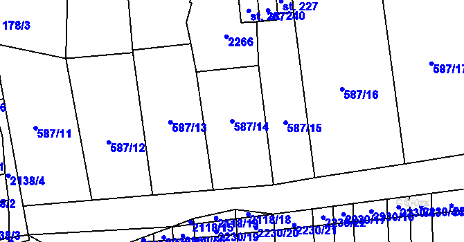 Parcela st. 587/14 v KÚ Chvalkovice, Katastrální mapa