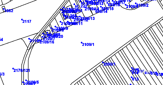 Parcela st. 2109/1 v KÚ Chvalkovice, Katastrální mapa