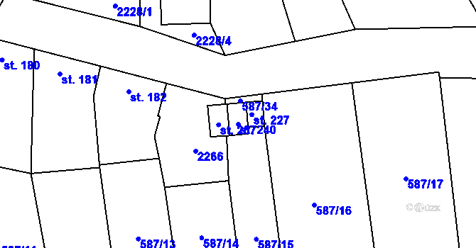 Parcela st. 240 v KÚ Chvalkovice, Katastrální mapa