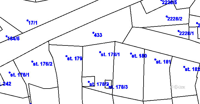 Parcela st. 178/1 v KÚ Chvalkovice, Katastrální mapa