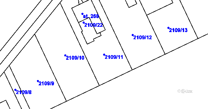 Parcela st. 2109/11 v KÚ Chvalkovice, Katastrální mapa