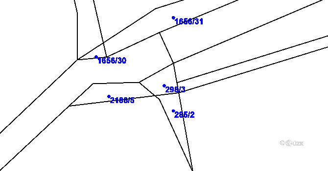 Parcela st. 298/3 v KÚ Chvalkovice, Katastrální mapa