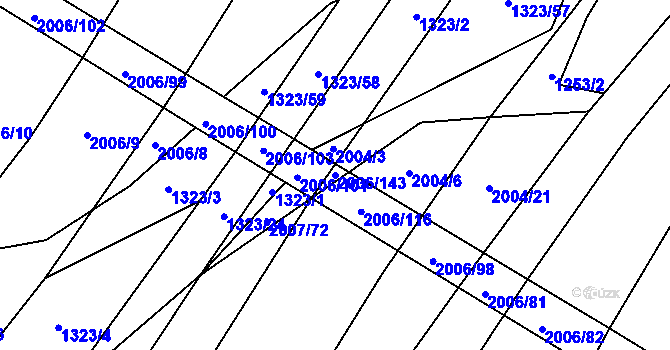 Parcela st. 2006/143 v KÚ Chvalkovice, Katastrální mapa