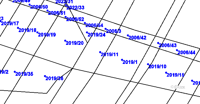 Parcela st. 2019/11 v KÚ Chvalkovice, Katastrální mapa