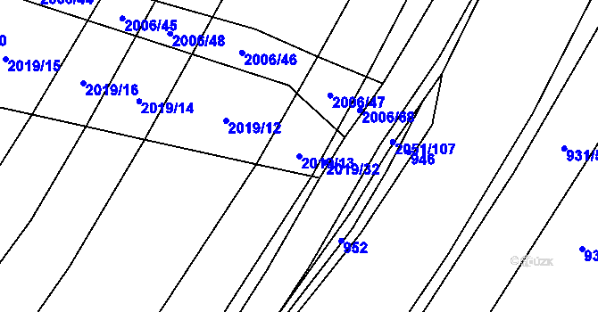 Parcela st. 2019/13 v KÚ Chvalkovice, Katastrální mapa