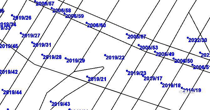 Parcela st. 2019/22 v KÚ Chvalkovice, Katastrální mapa