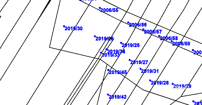 Parcela st. 2019/33 v KÚ Chvalkovice, Katastrální mapa