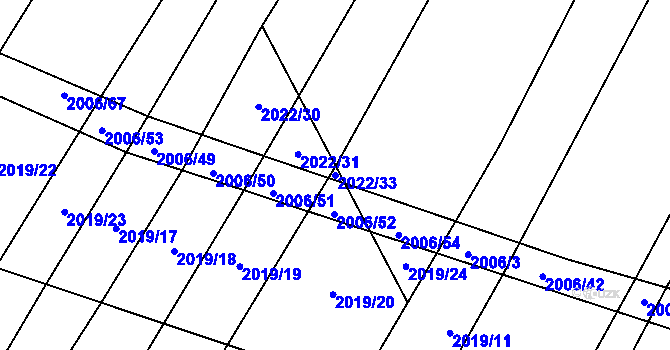 Parcela st. 2022/33 v KÚ Chvalkovice, Katastrální mapa