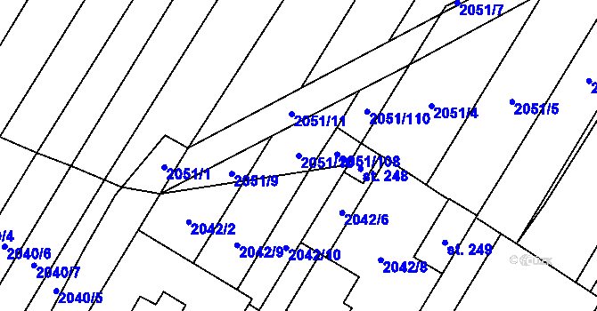 Parcela st. 2051/10 v KÚ Chvalkovice, Katastrální mapa