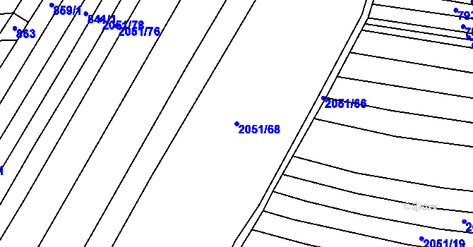 Parcela st. 2051/68 v KÚ Chvalkovice, Katastrální mapa