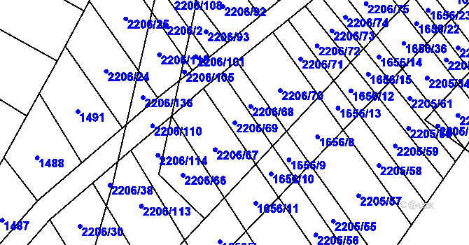 Parcela st. 2206/69 v KÚ Chvalkovice, Katastrální mapa