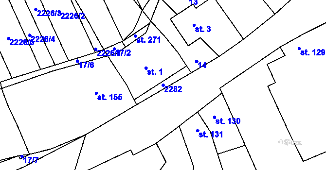 Parcela st. 2282 v KÚ Chvalkovice, Katastrální mapa