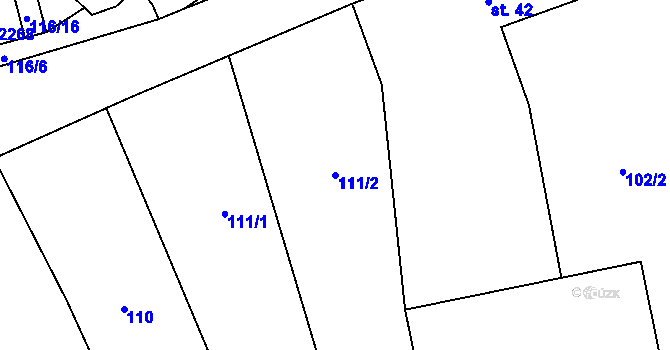 Parcela st. 111/2 v KÚ Chvalkovice, Katastrální mapa