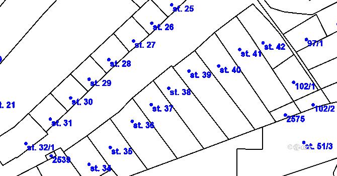 Parcela st. 38 v KÚ Chvalkovice na Hané, Katastrální mapa
