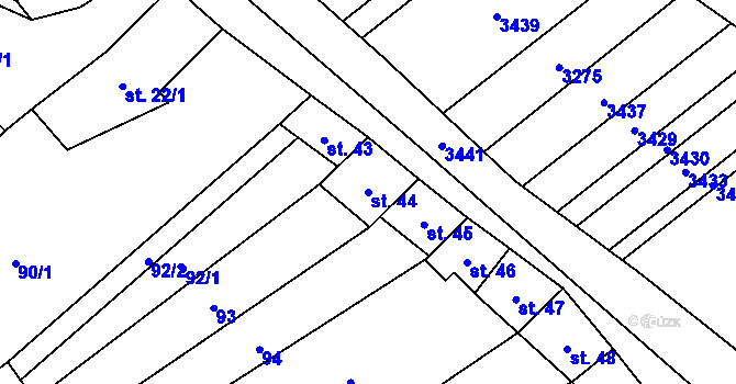 Parcela st. 44 v KÚ Chvalkovice na Hané, Katastrální mapa