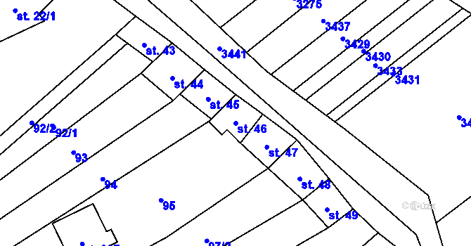 Parcela st. 46 v KÚ Chvalkovice na Hané, Katastrální mapa
