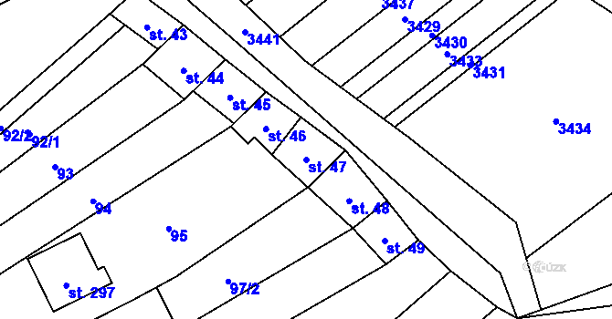 Parcela st. 47 v KÚ Chvalkovice na Hané, Katastrální mapa