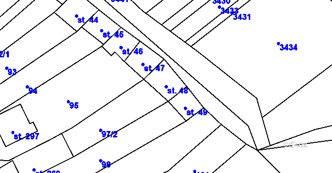 Parcela st. 48 v KÚ Chvalkovice na Hané, Katastrální mapa