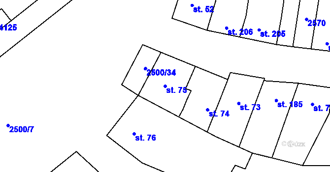 Parcela st. 75 v KÚ Chvalkovice na Hané, Katastrální mapa
