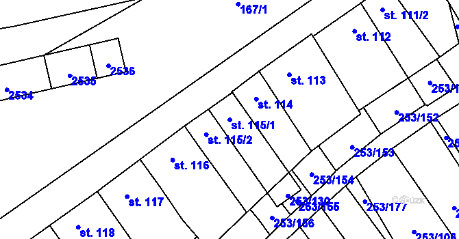 Parcela st. 115/1 v KÚ Chvalkovice na Hané, Katastrální mapa