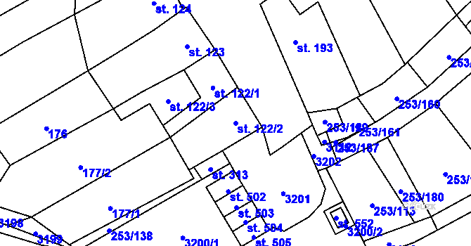 Parcela st. 122/2 v KÚ Chvalkovice na Hané, Katastrální mapa