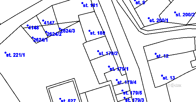 Parcela st. 179/2 v KÚ Chvalkovice na Hané, Katastrální mapa