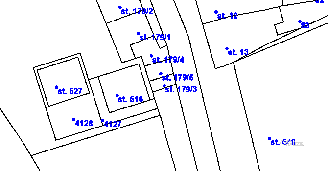 Parcela st. 179/3 v KÚ Chvalkovice na Hané, Katastrální mapa