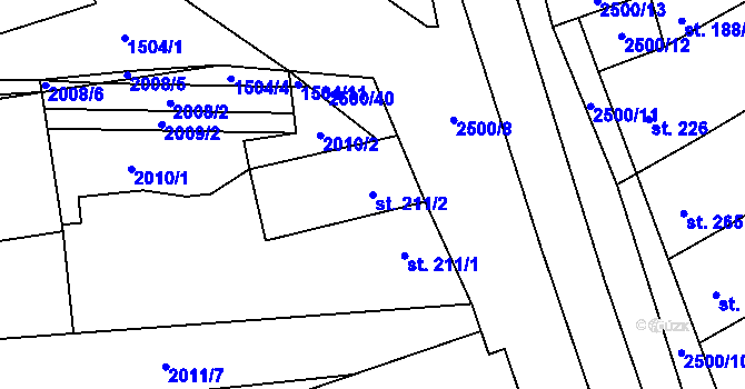 Parcela st. 211/2 v KÚ Chvalkovice na Hané, Katastrální mapa