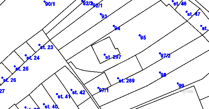Parcela st. 297 v KÚ Chvalkovice na Hané, Katastrální mapa
