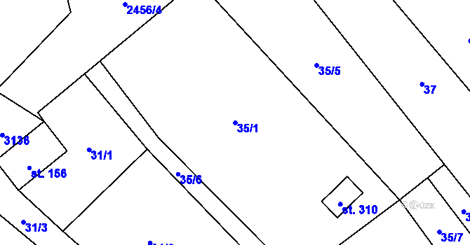 Parcela st. 35/1 v KÚ Chvalkovice na Hané, Katastrální mapa