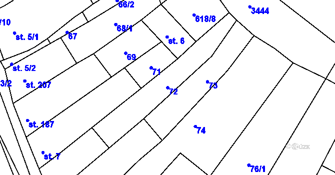 Parcela st. 72 v KÚ Chvalkovice na Hané, Katastrální mapa