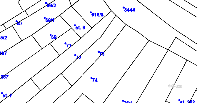Parcela st. 73 v KÚ Chvalkovice na Hané, Katastrální mapa