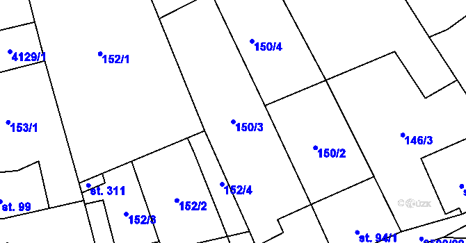 Parcela st. 150/3 v KÚ Chvalkovice na Hané, Katastrální mapa