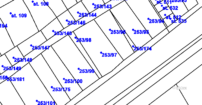 Parcela st. 253/97 v KÚ Chvalkovice na Hané, Katastrální mapa