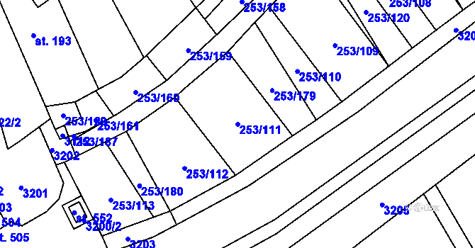 Parcela st. 253/111 v KÚ Chvalkovice na Hané, Katastrální mapa