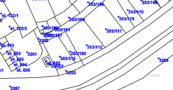 Parcela st. 253/112 v KÚ Chvalkovice na Hané, Katastrální mapa