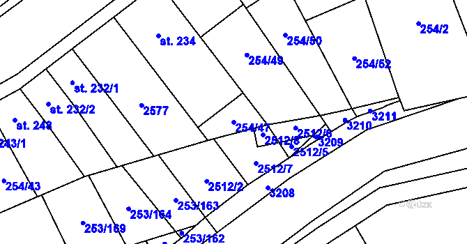 Parcela st. 254/47 v KÚ Chvalkovice na Hané, Katastrální mapa