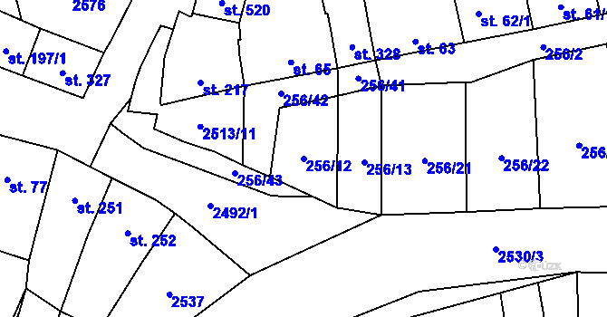 Parcela st. 256/12 v KÚ Chvalkovice na Hané, Katastrální mapa