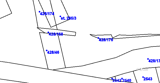 Parcela st. 428/49 v KÚ Chvalkovice na Hané, Katastrální mapa