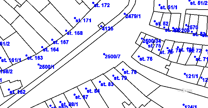 Parcela st. 2500/7 v KÚ Chvalkovice na Hané, Katastrální mapa