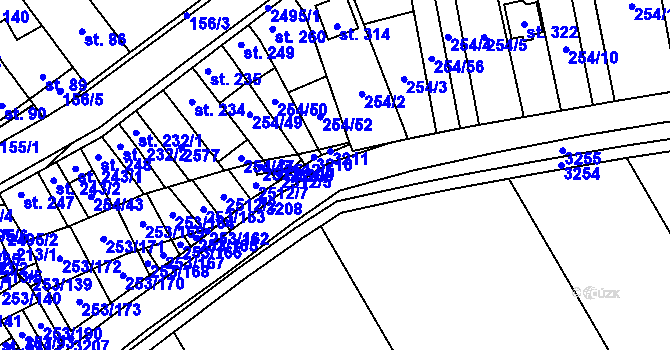 Parcela st. 2512/1 v KÚ Chvalkovice na Hané, Katastrální mapa
