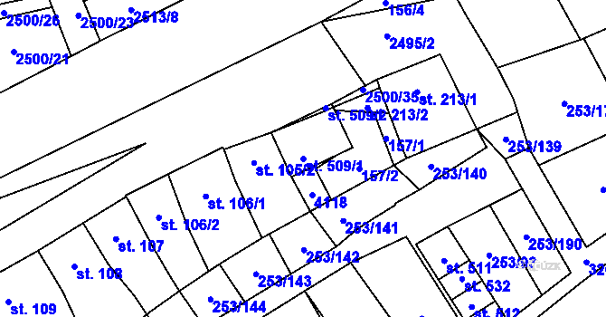 Parcela st. 509/1 v KÚ Chvalkovice na Hané, Katastrální mapa