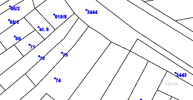 Parcela st. 75/2 v KÚ Chvalkovice na Hané, Katastrální mapa