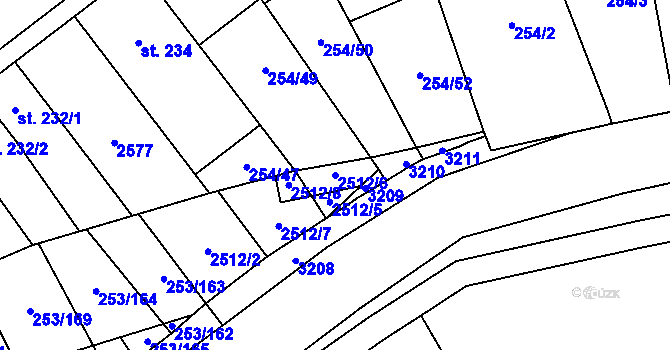 Parcela st. 2512/6 v KÚ Chvalkovice na Hané, Katastrální mapa