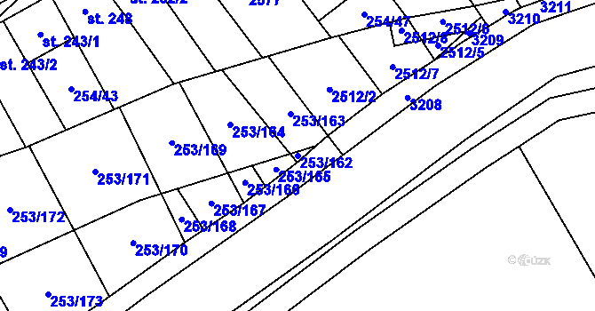 Parcela st. 253/162 v KÚ Chvalkovice na Hané, Katastrální mapa