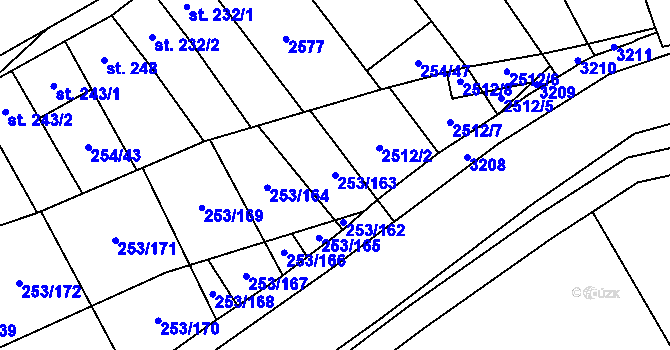 Parcela st. 253/163 v KÚ Chvalkovice na Hané, Katastrální mapa